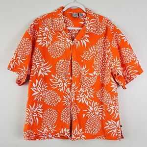 OP Orange Pineapple Hawaiian Shirt 100% Cotton Made in India Mens Size Large